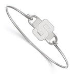 Sterling Silver Rhodium-plated LogoArt Michigan State University Letter S Small Center 7 inch Wire Bangle