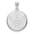 Sterling Silver Rhodium-plated NHL LogoArt Toronto Maple Leafs Large Disc Pendant