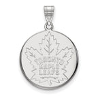 Sterling Silver Rhodium-plated NHL LogoArt Toronto Maple Leafs Large Disc Pendant
