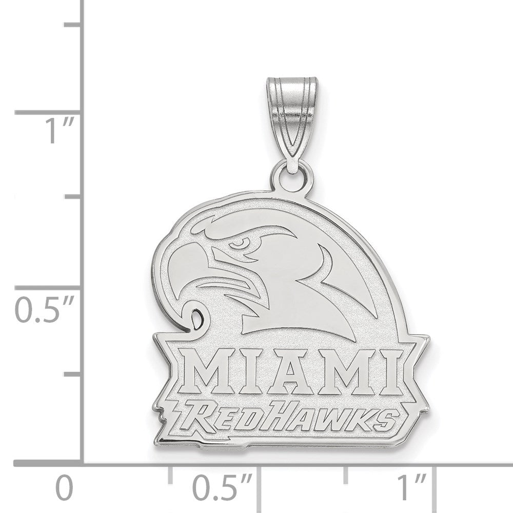 14k White Gold LogoArt Miami University Ohio Redhawks Large Pendant