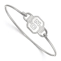 Sterling Silver Rhodium-plated LogoArt North Carolina State University N-C-S Small Center 7 inch Wire Bangle