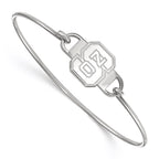 Sterling Silver Rhodium-plated LogoArt North Carolina State University N-C-S Small Center 7 inch Wire Bangle