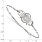 Sterling Silver Rhodium-plated LogoArt The Ohio State University Small Center 7 inch Wire Bangle
