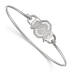 Sterling Silver Rhodium-plated LogoArt The Ohio State University Small Center 7 inch Wire Bangle