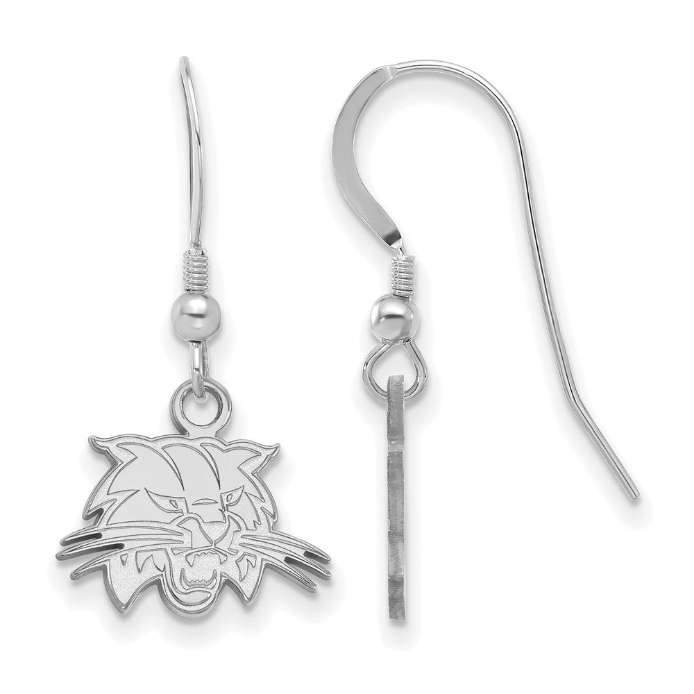 Sterling Silver Rhodium-plated LogoArt Ohio University Bobcat Extra Small Dangle Wire Earrings