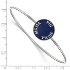 Sterling Silver Rh-plated LogoArt Phi Sigma Sigma Enameled Slip-on Bangle