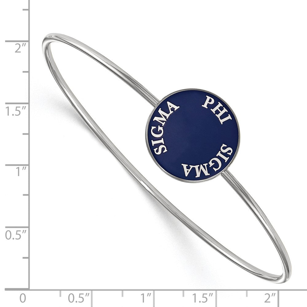 Sterling Silver Rh-plated LogoArt Phi Sigma Sigma Enameled Slip-on Bangle
