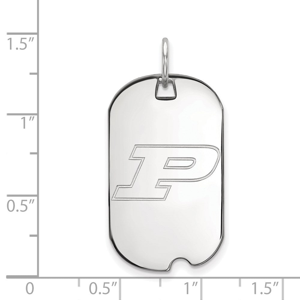 Sterling Silver Rhodium-plated LogoArt Purdue University Letter P Small Dog Tag Pendant