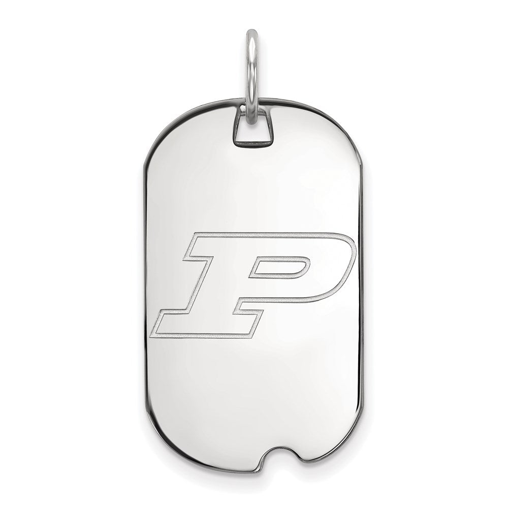 Sterling Silver Rhodium-plated LogoArt Purdue University Letter P Small Dog Tag Pendant