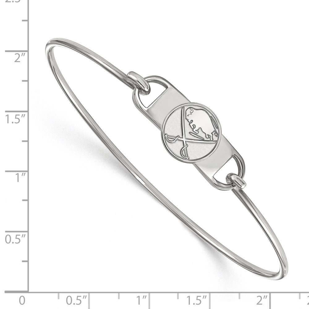 Sterling Silver Rhodium-plated NHL LogoArt Buffalo Sabres Small Center 7 inch Wire Bangle