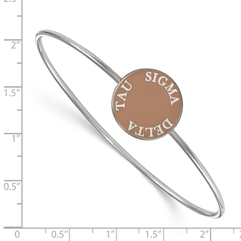 Sterling Silver Rh-plated LogoArt Sigma Delta Tau Enameled Slip-on Bangle