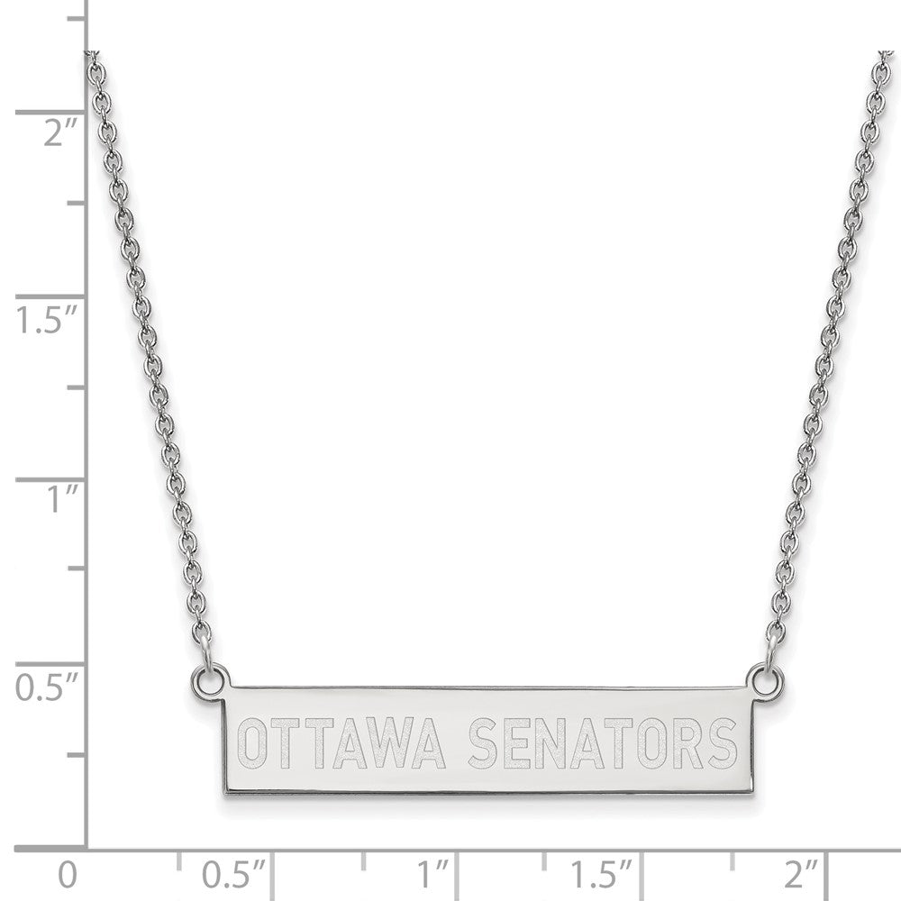 Sterling Silver Rhodium-plated NHL LogoArt Ottawa Senators Small Bar 18 inch Necklace