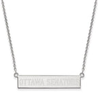 Sterling Silver Rhodium-plated NHL LogoArt Ottawa Senators Small Bar 18 inch Necklace