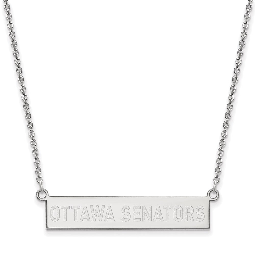 Sterling Silver Rhodium-plated NHL LogoArt Ottawa Senators Small Bar 18 inch Necklace