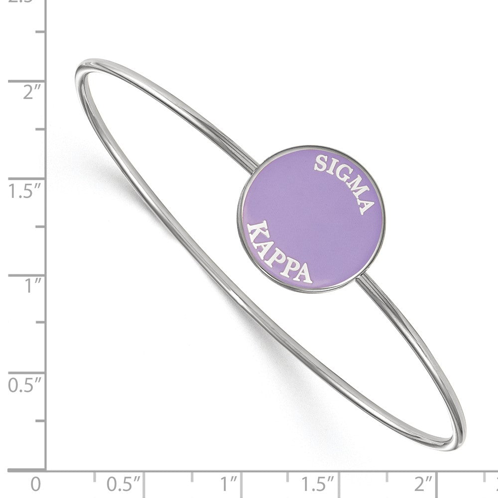 Sterling Silver Rh-plated LogoArt Sigma Kappa Enameled Slip-on Bangle
