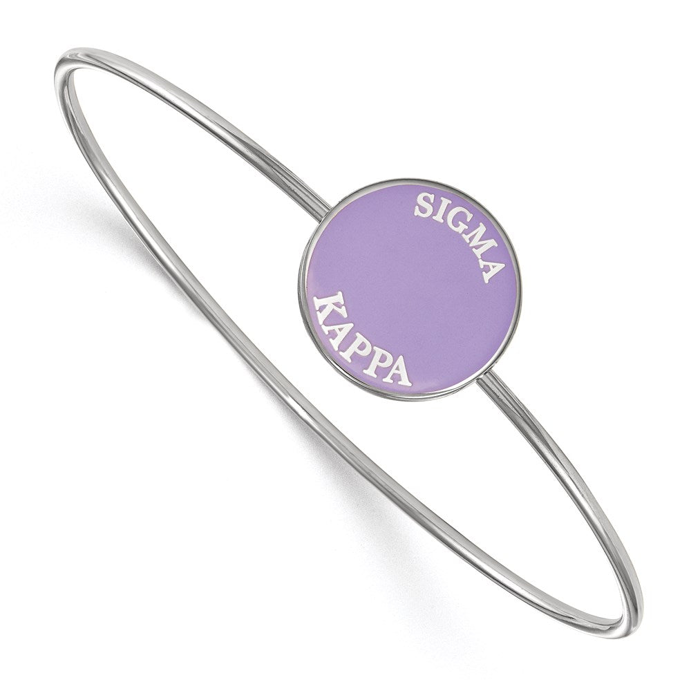 Sterling Silver Rh-plated LogoArt Sigma Kappa Enameled Slip-on Bangle