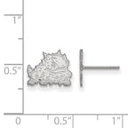 Sterling Silver Rhodium-plated LogoArt Texas Christian University Horned Frog Extra Small Post Earrings