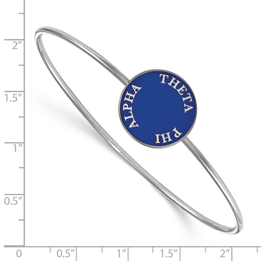 Sterling Silver Rh-plated LogoArt Theta Phi Alpha Enameled Slip-on Bangle