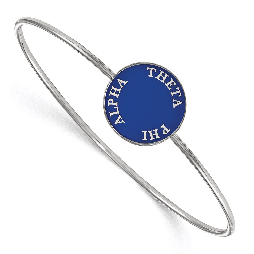 Sterling Silver Rh-plated LogoArt Theta Phi Alpha Enameled Slip-on Bangle