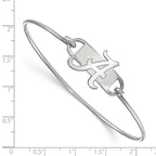 Sterling Silver Rhodium-plated LogoArt University of Alabama Letter A Medium Center 7 inch Wire Bangle