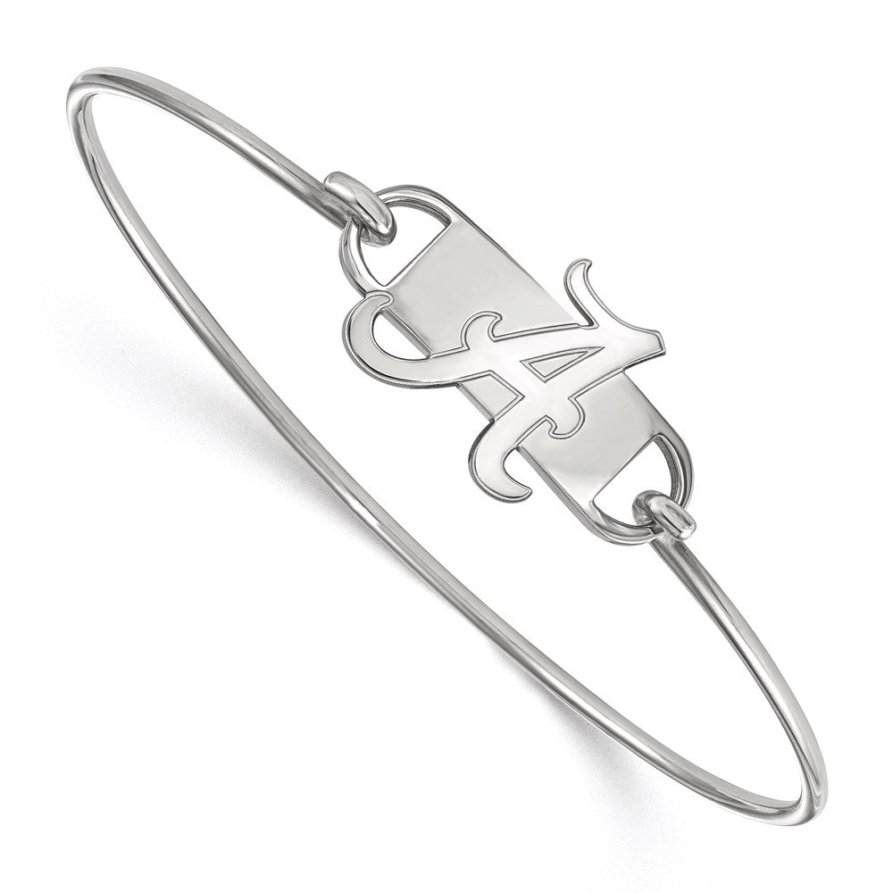 Sterling Silver Rhodium-plated LogoArt University of Alabama Letter A Medium Center 7 inch Wire Bangle