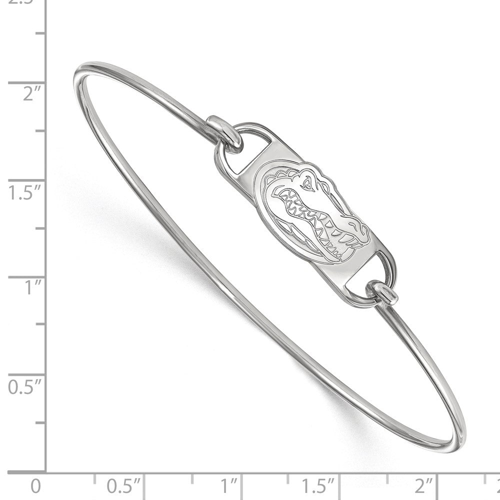 Sterling Silver Rhodium-plated LogoArt University of Florida Gator Small Center 7 inch Wire Bangle