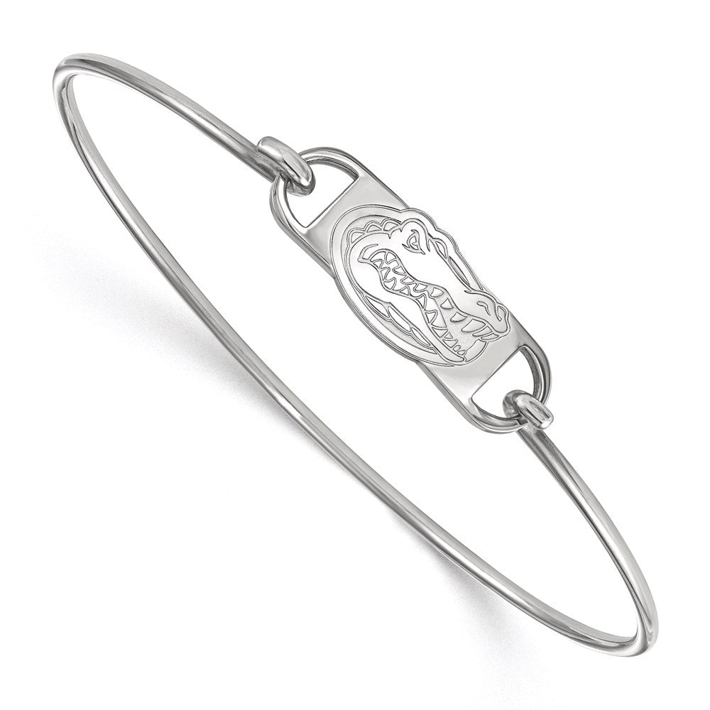 Sterling Silver Rhodium-plated LogoArt University of Florida Gator Small Center 7 inch Wire Bangle