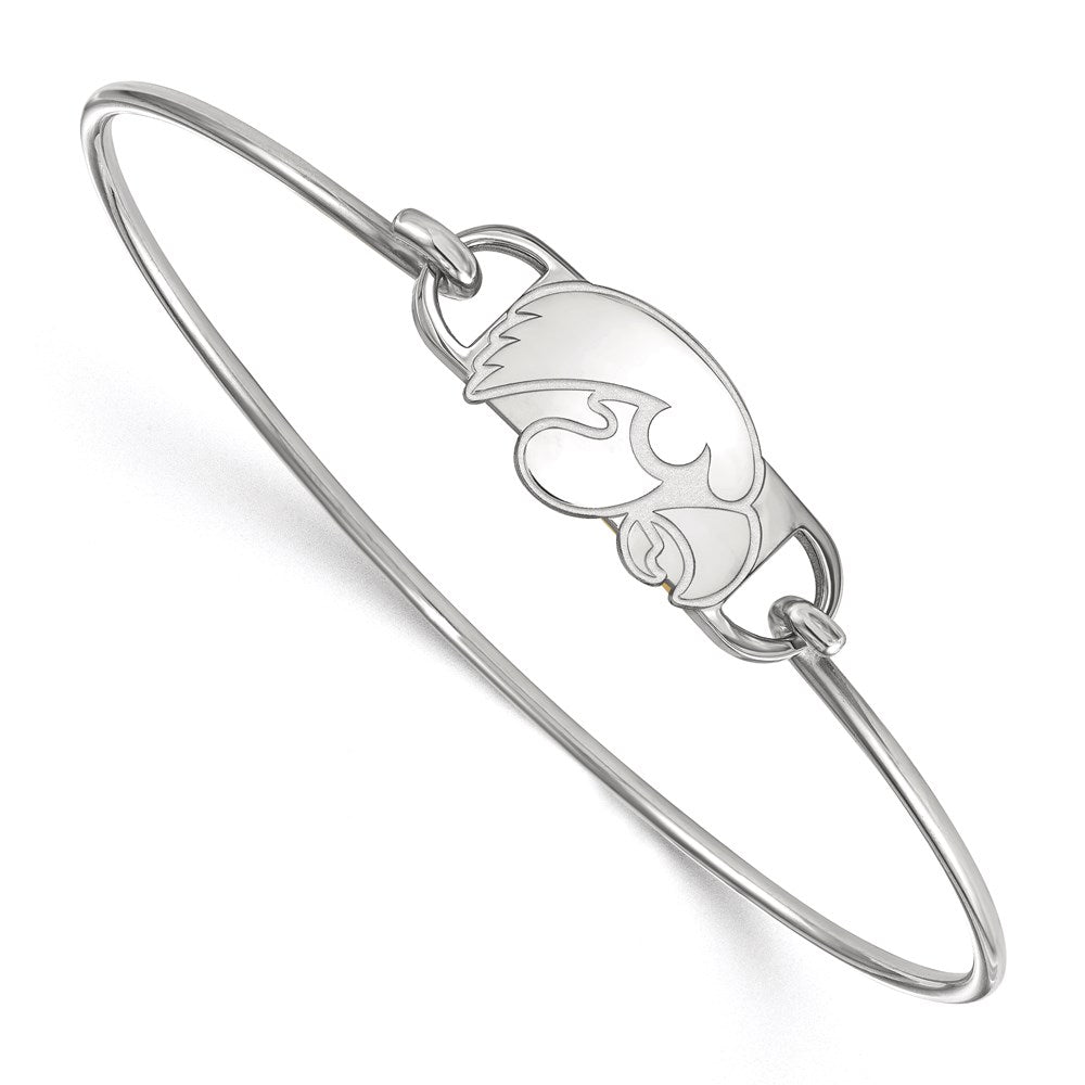 Sterling S. Rh-p LogoArt University of Iowa Small Center Wire Bangle