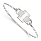 Sterling Silver Rhodium-plated LogoArt University of Illinois Letter I Small Center 7 inch Wire Bangle