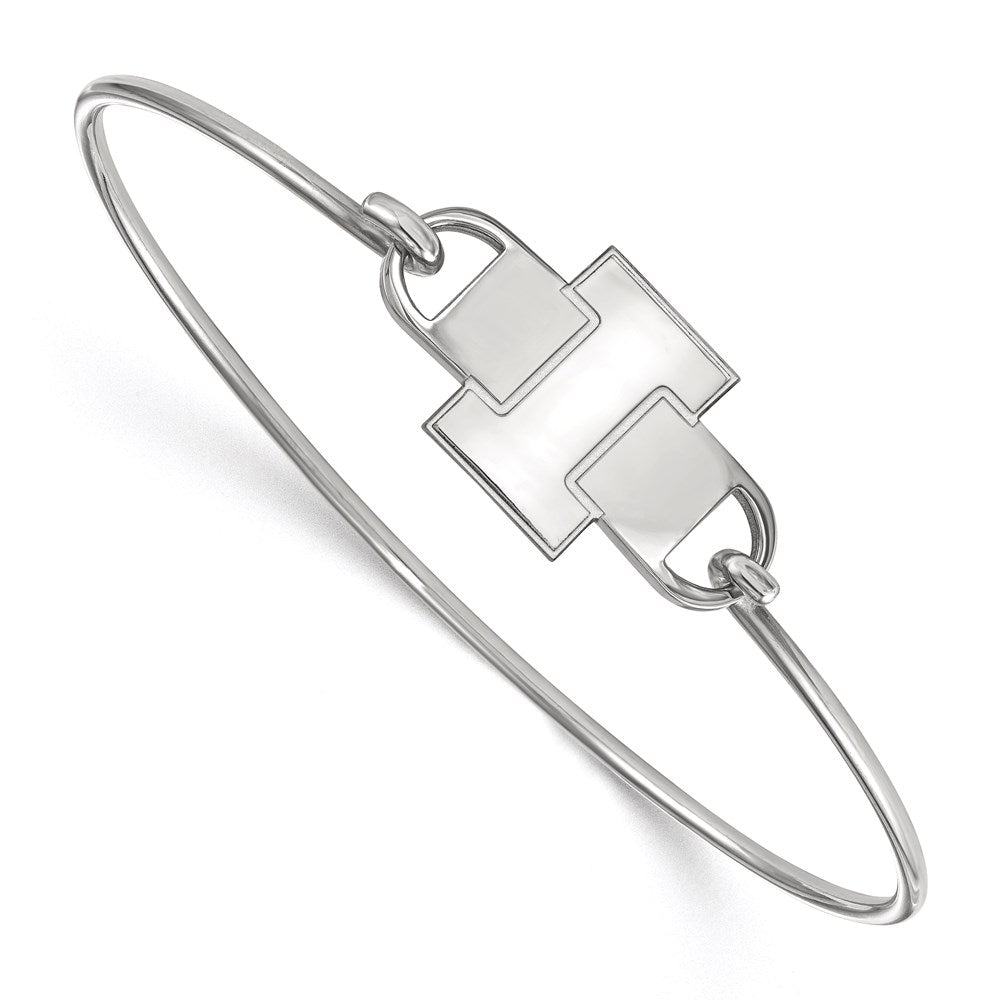 Sterling Silver Rhodium-plated LogoArt University of Illinois Letter I Small Center 7 inch Wire Bangle