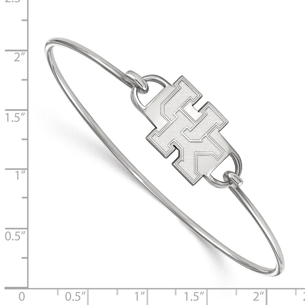 Sterling Silver Rhodium-plated LogoArt University of Kentucky U-K Small Center 7 inch Wire Bangle