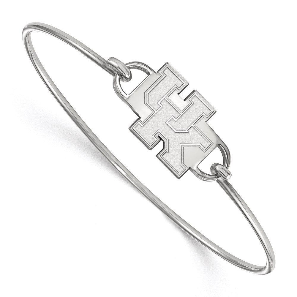 Sterling Silver Rhodium-plated LogoArt University of Kentucky U-K Small Center 7 inch Wire Bangle