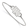 Sterling Silver Rhodium-plated LogoArt University of Kentucky U-K Small Center 7 inch Wire Bangle