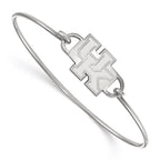 Sterling Silver Rhodium-plated LogoArt University of Kentucky U-K Small Center 7 inch Wire Bangle