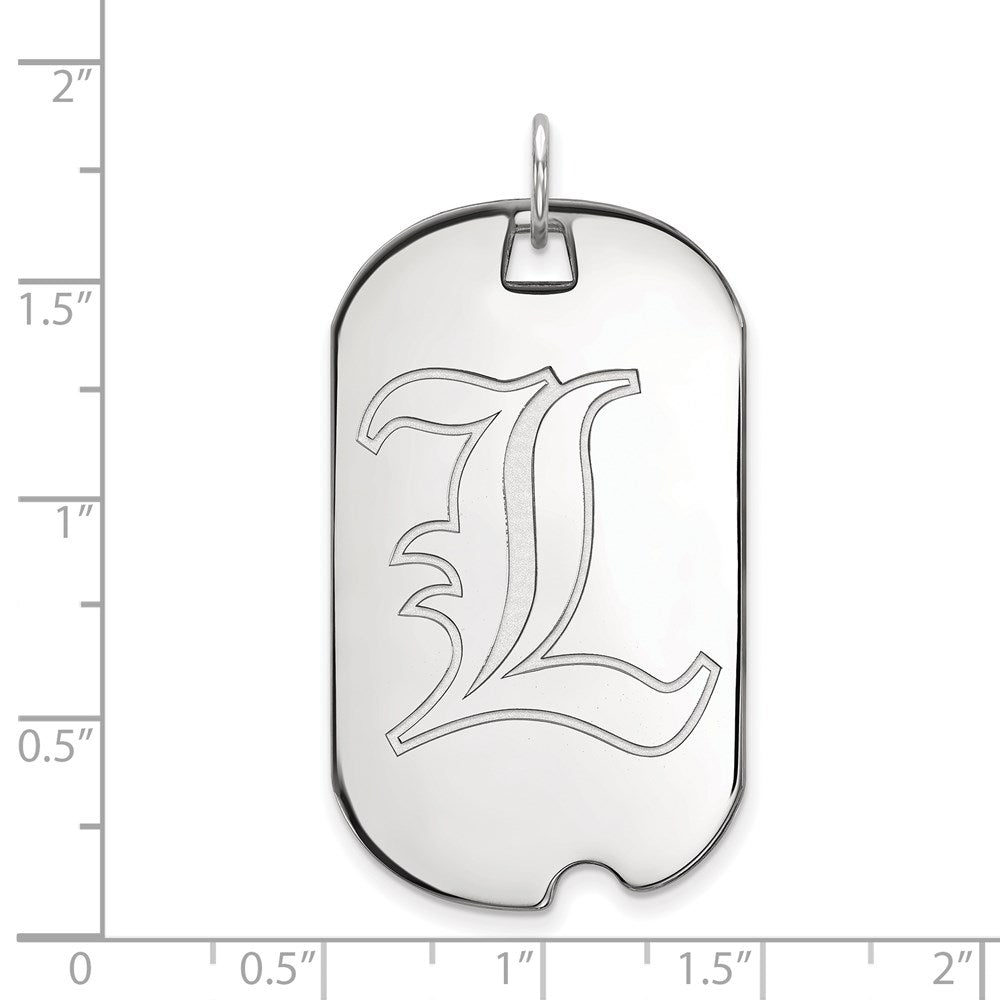 14k White Gold LogoArt University of Louisville Letter L Large Dog Tag Pendant