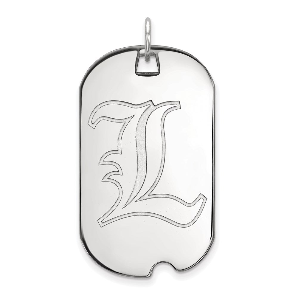 10k White Gold LogoArt University of Louisville Letter L Large Dog Tag Pendant
