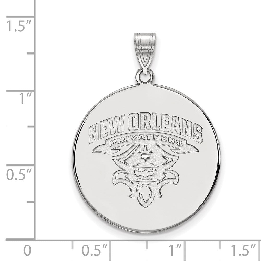 Sterling Silver Rhodium-plated LogoArt University of New Orleans Privateers Extra Large Disc Pendant