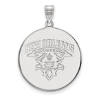Sterling Silver Rhodium-plated LogoArt University of New Orleans Privateers Extra Large Disc Pendant
