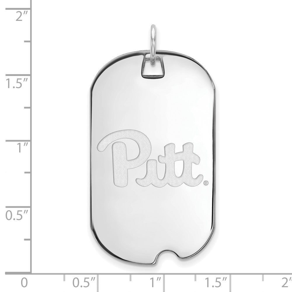 Sterling Silver Rhodium-plated LogoArt University of Pittsburgh Large Dog Tag Pendant