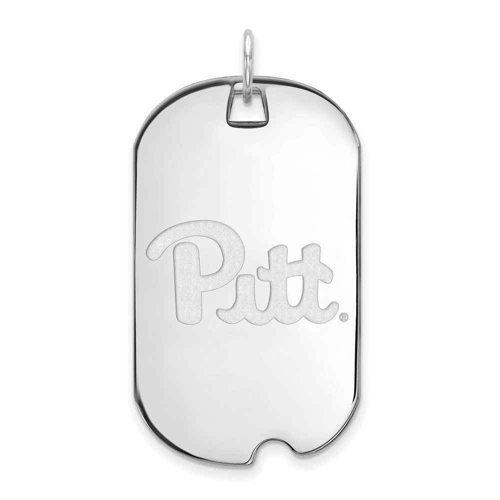 10k White Gold LogoArt University of Pittsburgh Large Dog Tag Pendant