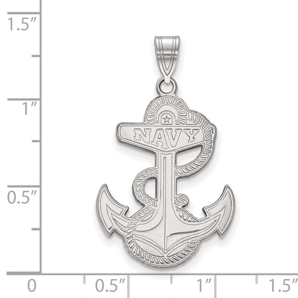 10k White Gold LogoArt US Naval Academy Anchor Extra Large Pendant