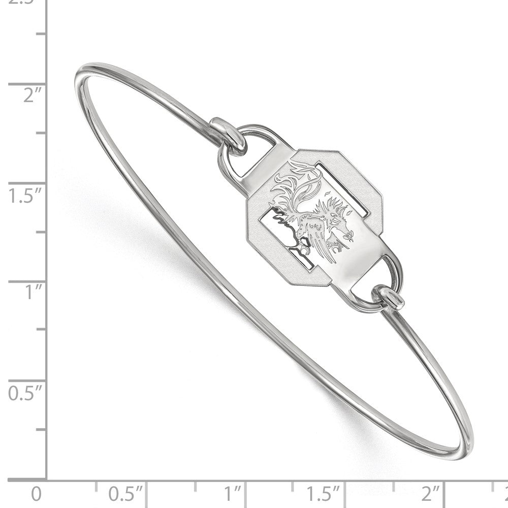 Sterling Silver Rhodium-plated LogoArt University of South Carolina Small Center 7 inch Wire Bangle