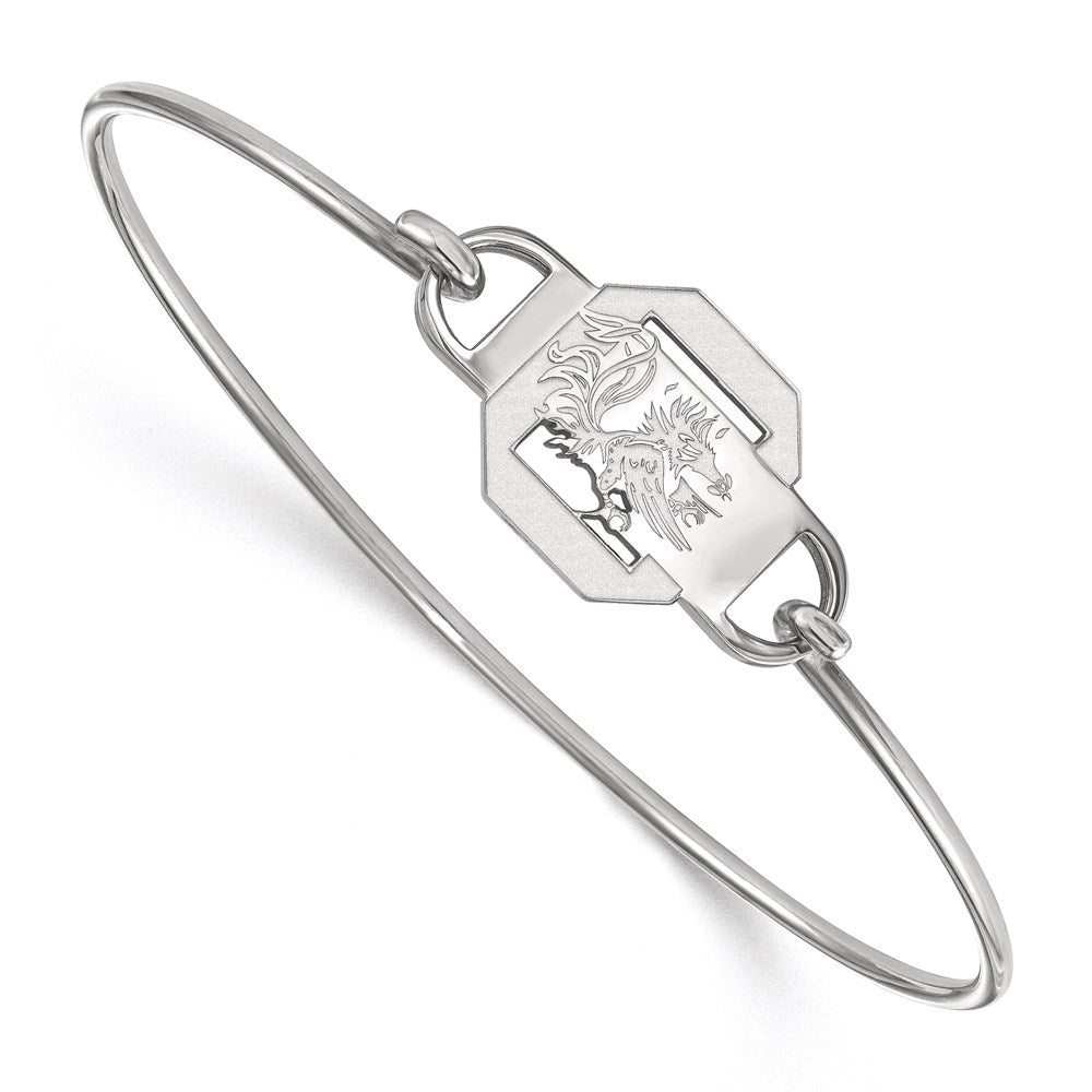 Sterling Silver Rhodium-plated LogoArt University of South Carolina Small Center 7 inch Wire Bangle