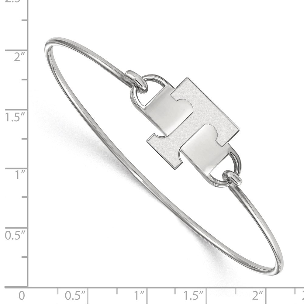 Sterling Silver Rhodium-plated LogoArt University of Tennessee Letter T Small Center 7 inch Wire Bangle