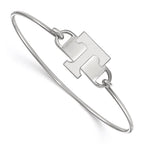 Sterling Silver Rhodium-plated LogoArt University of Tennessee Letter T Small Center 7 inch Wire Bangle
