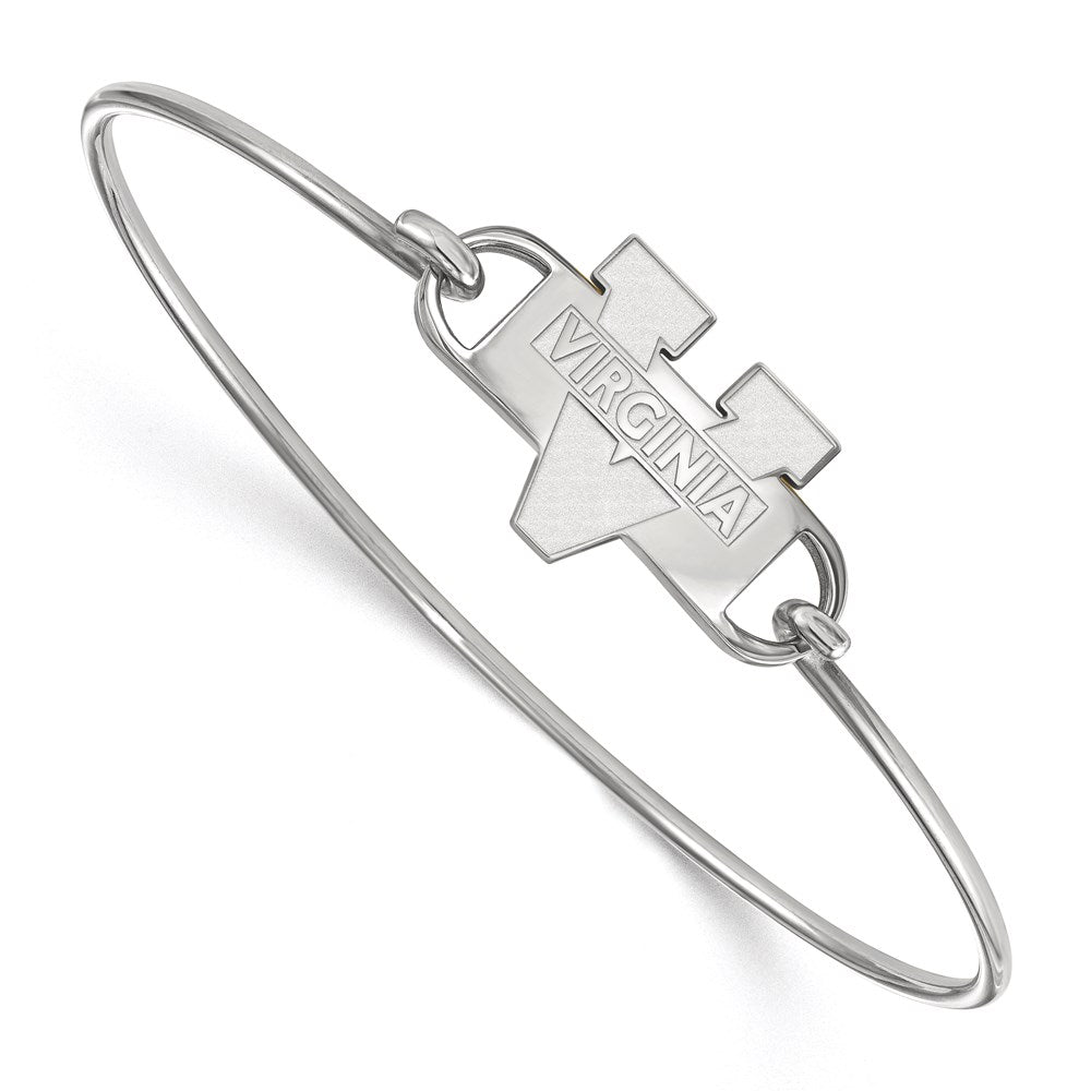 Sterling Silver Rhodium-plated LogoArt University of Virginia Small Center 7 inch Wire Bangle