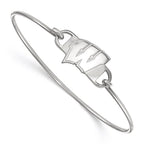 Sterling Silver Rhodium-plated LogoArt University of Wisconsin Letter W Small Center 7 inch Wire Bangle