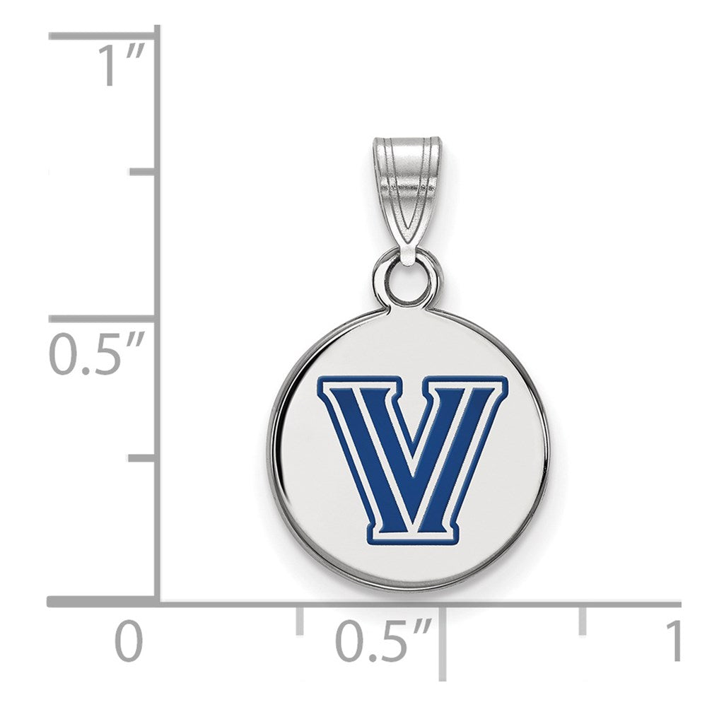 Sterling Silver Rhodium-plated LogoArt Villanova University Letter V Small Enameled Disc Pendant