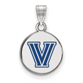 Sterling Silver Rhodium-plated LogoArt Villanova University Letter V Small Enameled Disc Pendant