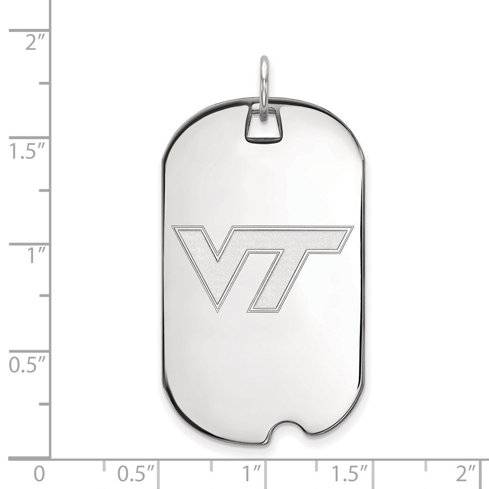 14k White Gold LogoArt Virginia Tech V-T Large Dog Tag Pendant